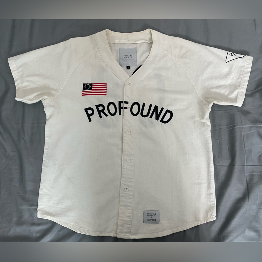 Profound Aesthetic Button-Down Baseball Jersey in Off-White